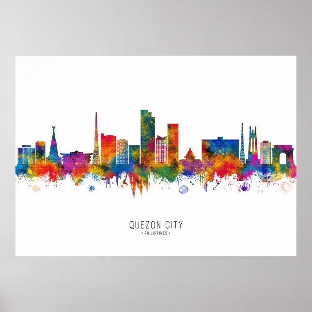 Poster Quezon City Filipinas Skyline (Frente)