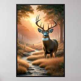 Poster Quiet Sunset in the Woods com quadro opcional