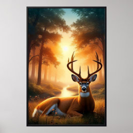 Poster Quiet Sunset in the Woods com quadro opcional