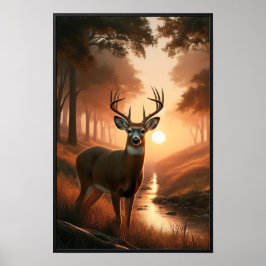 Poster Quiet Sunset in the Woods com quadro opcional