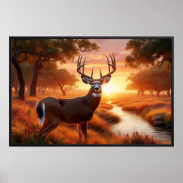 Poster Quiet Sunset in the Woods com quadro opcional