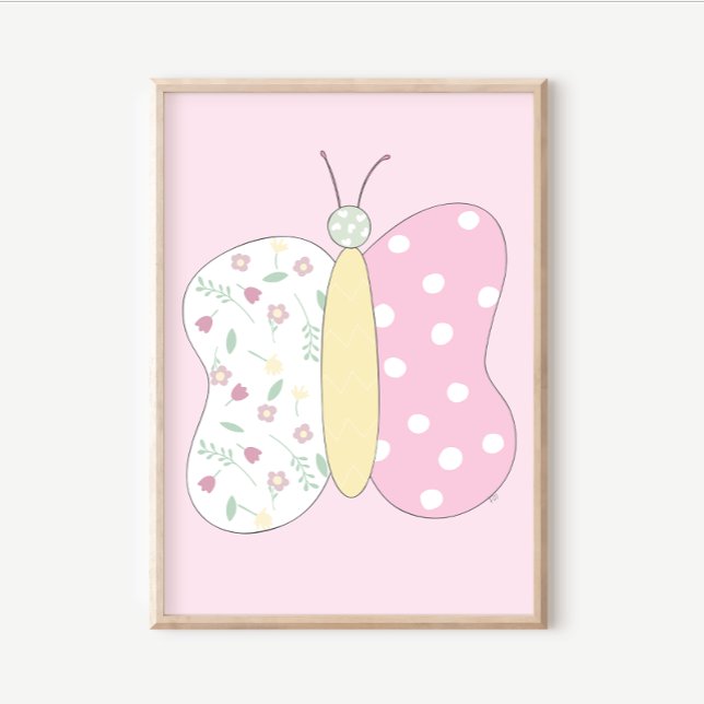 Poster Quilt Art Print Set: Butterfly Pink Gallery Wall (Criador carregado)