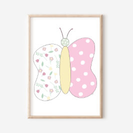 Poster Quilted Butterfly Art Print on White Background