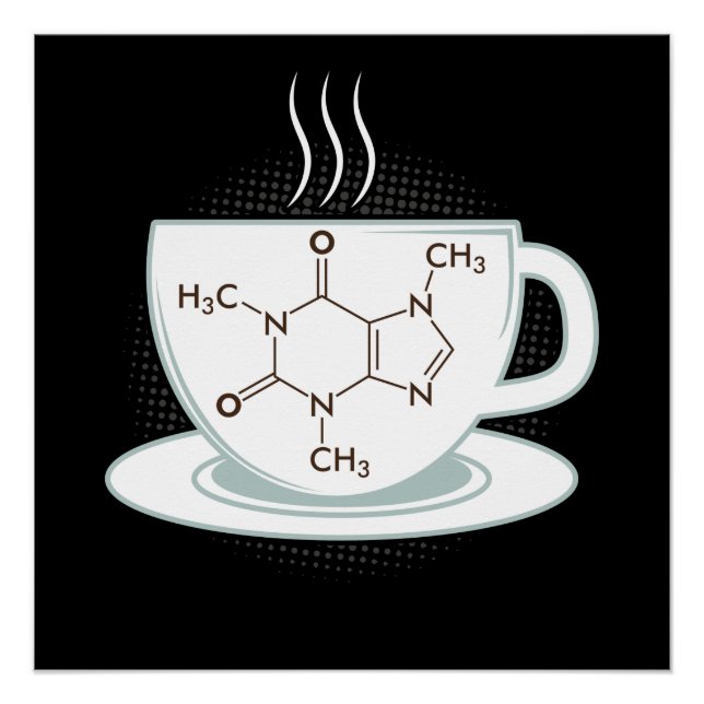 Póster Química Caffeine Molecule (Frente)