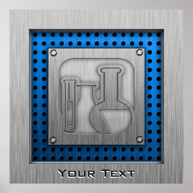 Poster Química com aspecto metálico escovado (Frente)