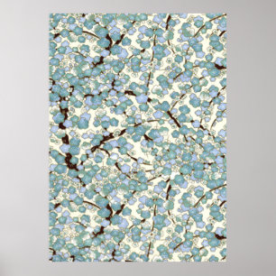 Poster Quimono japonês fino de Sakura da cerceta azul