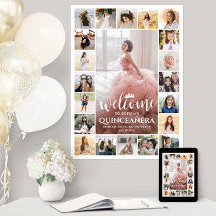 Poster Quinceañera Bem-Vindo 15 de Aniversário da Colagem