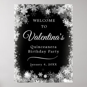 Poster Quinceanera Birthday Snowflake, Imprimível Bem-vin