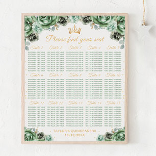 Poster Quinceañera da Princesa Verde Gráfica de Assentos 