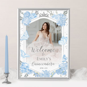 Poster Quinceanera Foto: Sinal de Boas-vindas Dusty Blue