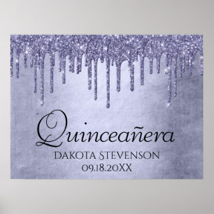 Poster Quinceanera lavanda Grelha De Grelha Roxa Chic