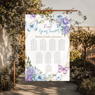 Poster Quinceanera Real das Gêmeas Azuis e Roxas