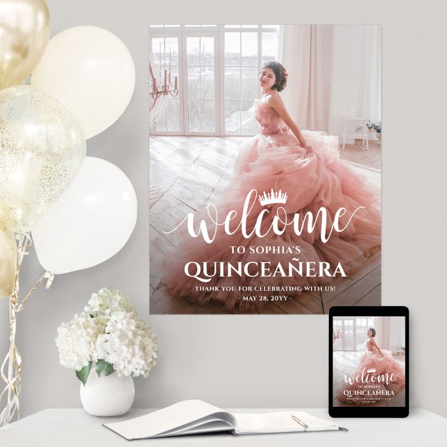 Poster Quinceañera Welcome Script & Photo 15 Birthday (Criador carregado)