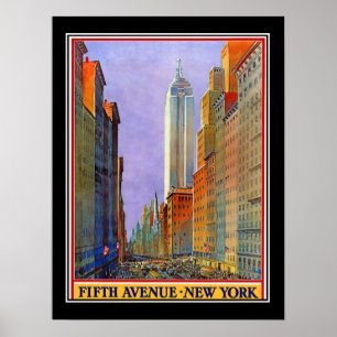 Póster Quinta Avenida Cartaz Vintage Art Déco Nova York