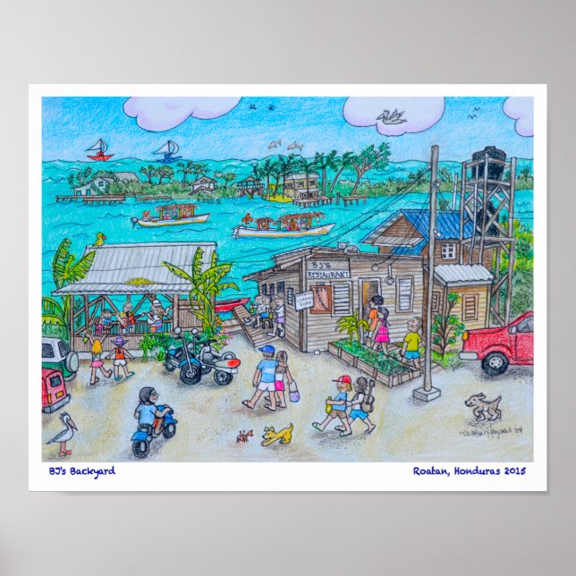 Poster Quintal da BJ, Roatan, Honduras (Frente)