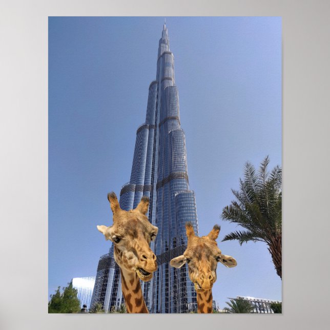 Poster Quirky Girafes em Burj Khalifa Wall Art (Frente)