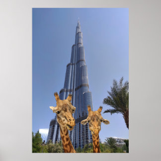 Poster Quirky Girafes em Burj Khalifa Wall Art