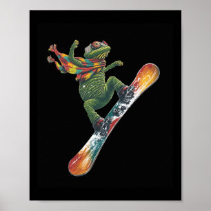 Poster Quirky Snowboard Lizard Winter Sports