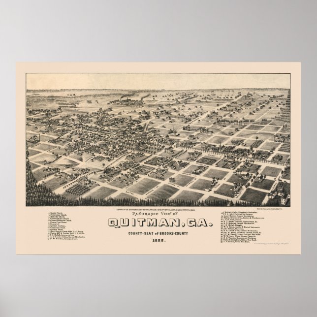Poster Quitman, GA Panorâmica - 1885 (Frente)