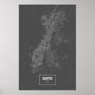 Póster Quito, Equador (branco no preto)