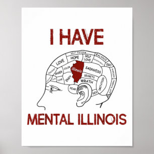 Poster Quote Amantes Eu Tenho Mental Illinois