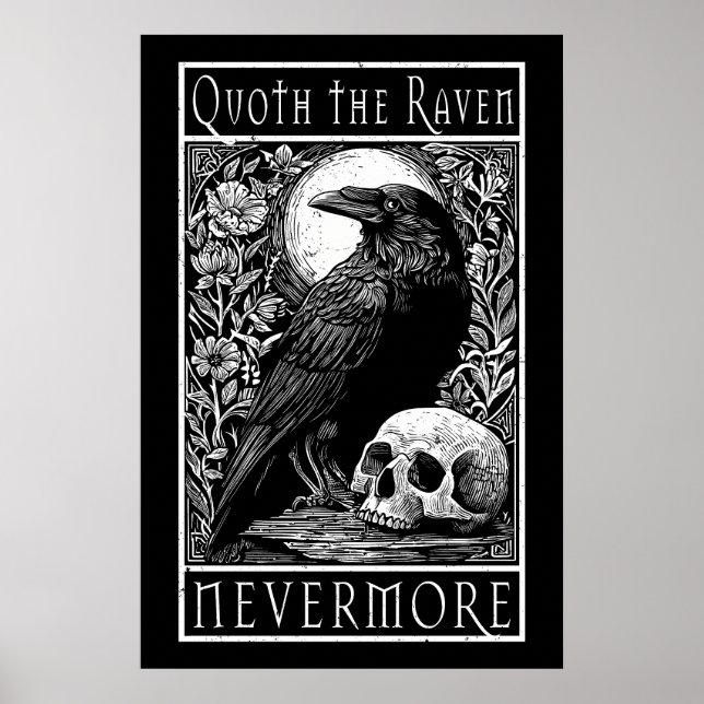 Poster Quoth the Raven - Nunca mais - Edgar Allan Poe art (Frente)