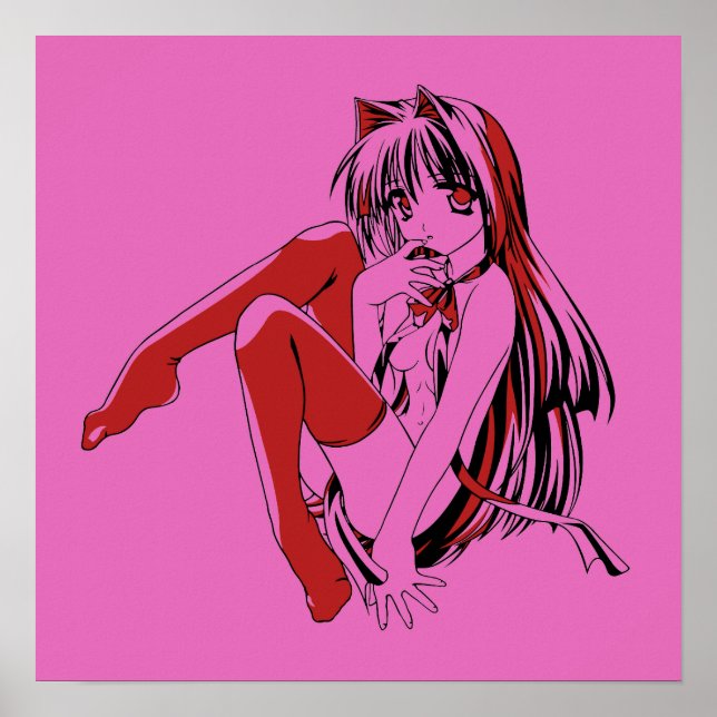 Poster R & B, Neko Catgirl Furry Anime Loli Slave (Frente)