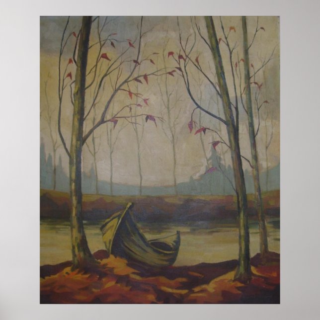 Póster R.J. Ketchum - Barco em Lakeshore no outono (Frente)