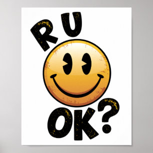 Poster R U Ok Carinha Sorridente Vintage Adesivo de Saúde