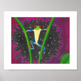 Poster Rã de Olho Vermelho na Espaço