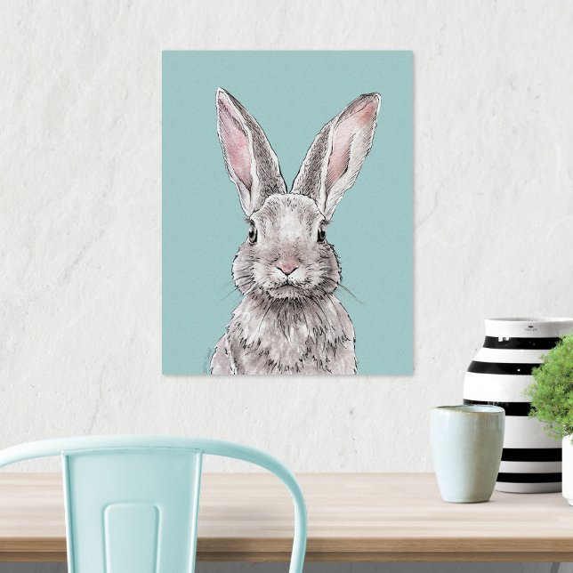 Poster Rabbit Bunny Animal art Watercolor Primavera (Criador carregado)