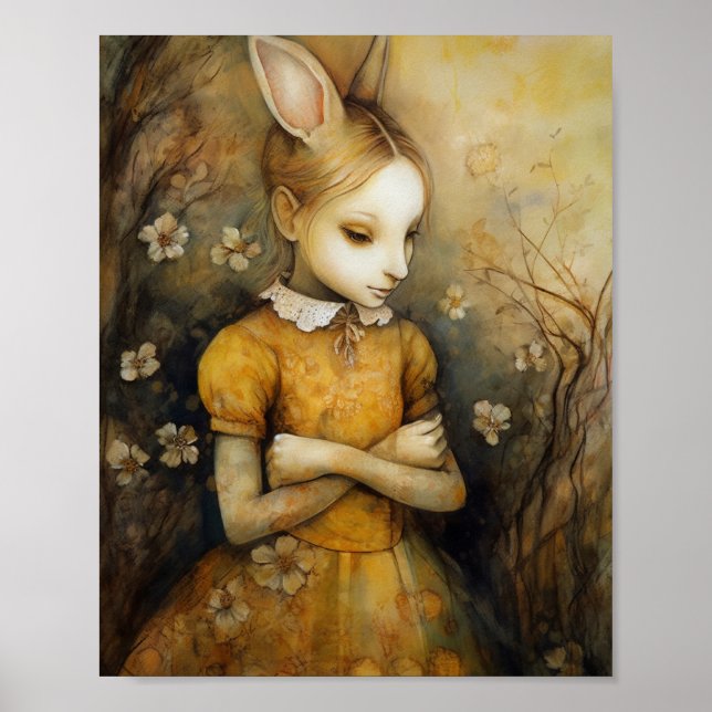 Poster Rabbit Child in a Yellow Floral Vress (Frente)