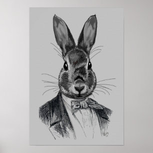 Póster Rabbit em Traje Retrato