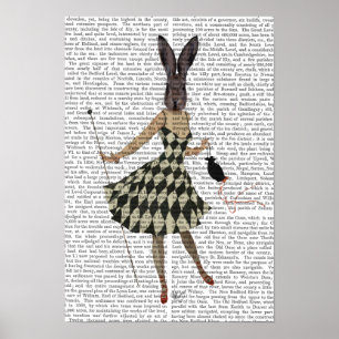 Poster Rabbit em vestido branco preto