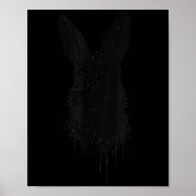 Poster Rabbit Ink Art Nge Edgy Forest Wildlife Rtrait Bun (Frente)
