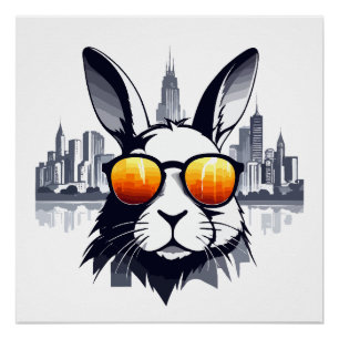 Póster Rabbit Vetor Art Animal Modern Urban City Graphic