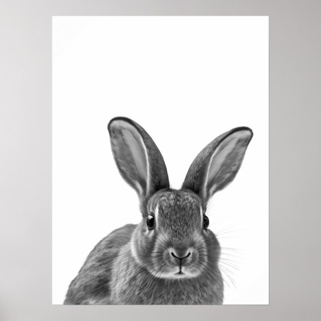 Poster Rabbit Woodland Modern Retrato preto (Frente)