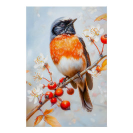 Póster Rabo-vermelho-de-jardim em Pinceladas Impressionis