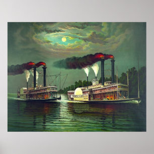 Poster Raça 1883 do barco a vapor