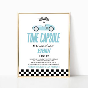 Poster Raça Azul Carro Hora Festa de aniversário Carro Si