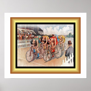 Poster Raça Bicicleta ~ Peloton Seis Ciclistas ~ Paris 18