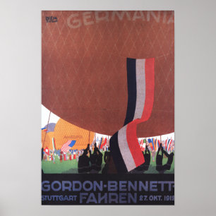Póster Raça do balão de ar quente de Gordon Bennett