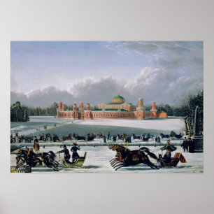 Póster Raça do trenó no parque de Petrovsky em Moscovo