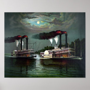 Poster Raça dos navios Robt. E. Lee e Natchez