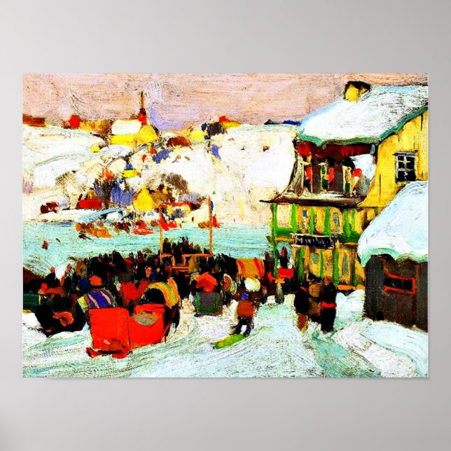 Poster Raças de Cavalo no inverno por Clarence Gagnon (Frente)