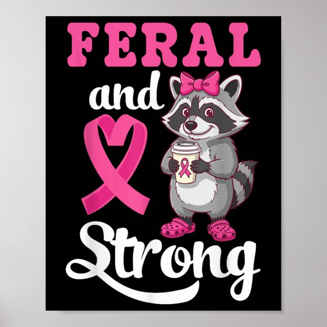 Poster Raccoon De Sensibilização Para O Cancer Da Mama Fe (Frente)
