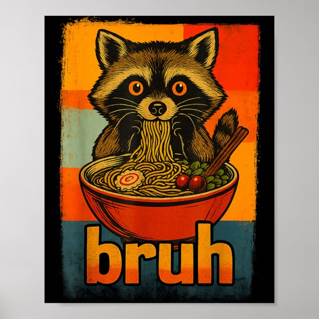 Poster Raccoon Eating Japanese Ramen Noodles Men Women Ki (Frente)