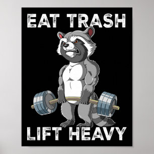 Poster Raccoon Gym Weight Training Eat Trash Levanta Pesa