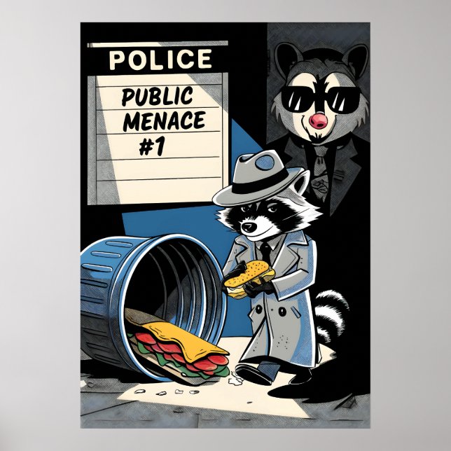 Poster Raccoon Public Menace Comic Style Art (Frente)