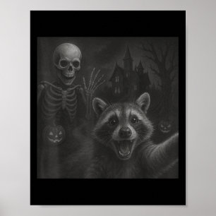 Poster Raccoon Selfie Com Hallowe De Raiva Engraçada Com 